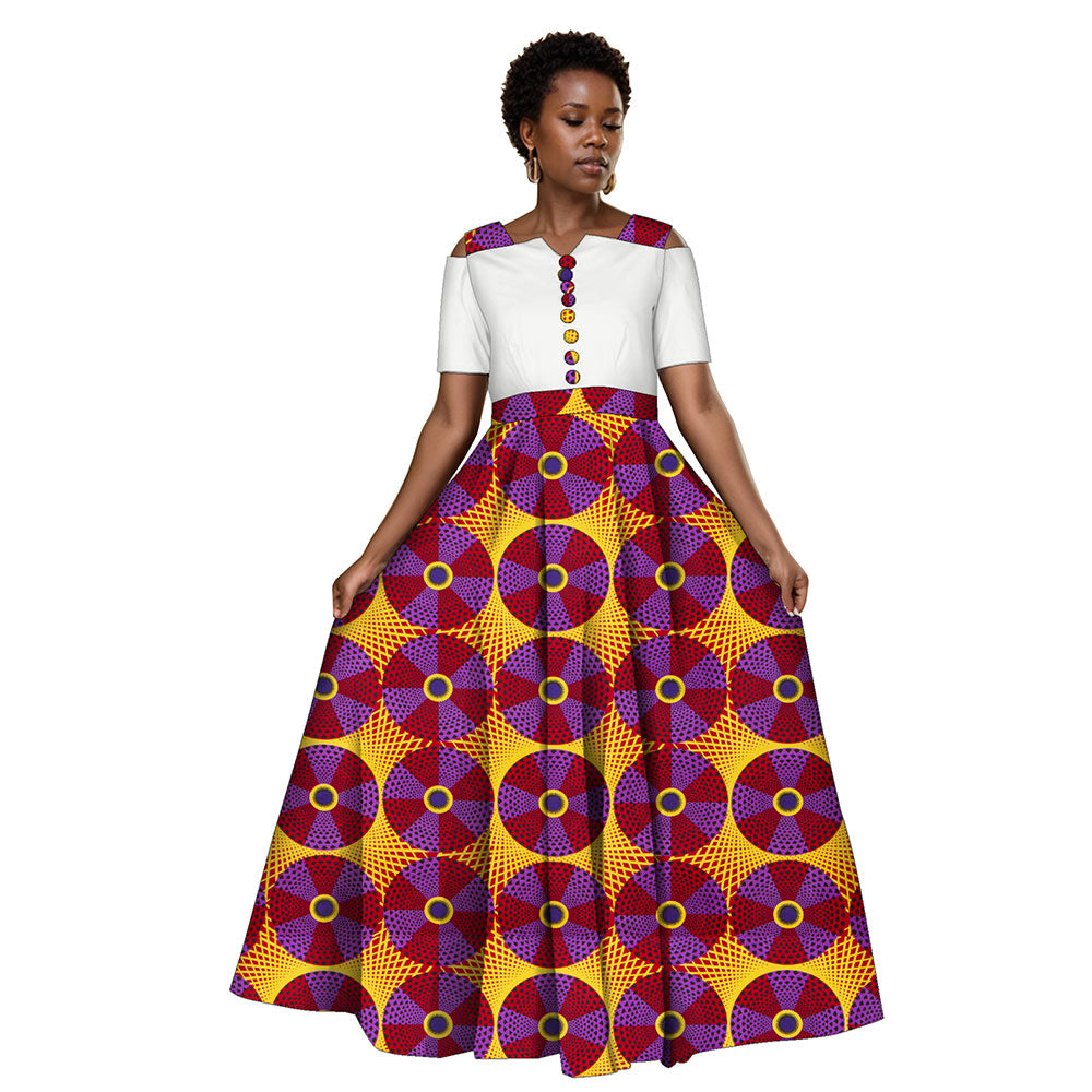 African Women Half Sleeve Dress Wedding Maxi Dress Ankara Attire Party Outfit WY3853
