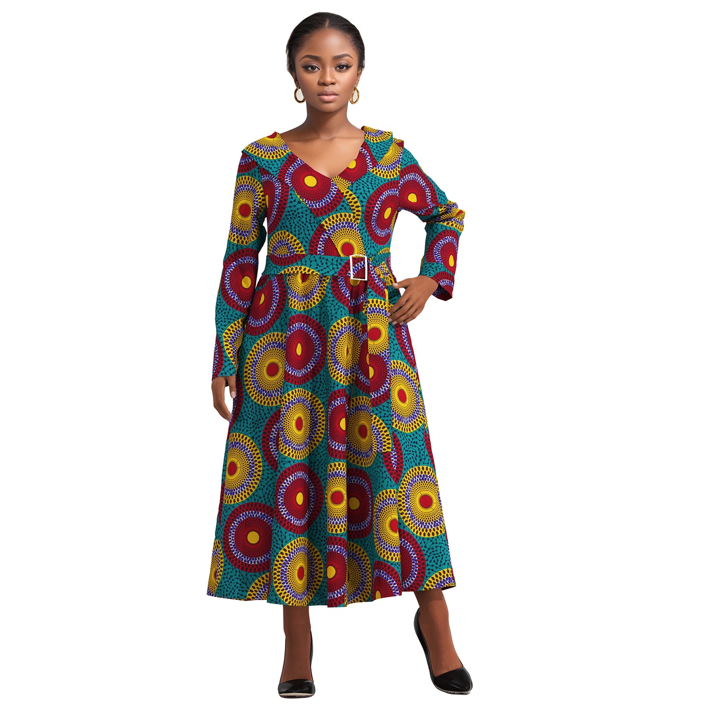 African fashion women's long sleeved sweet style lapel skirt with lace up elegant style women's and ankle long skirt wy10891