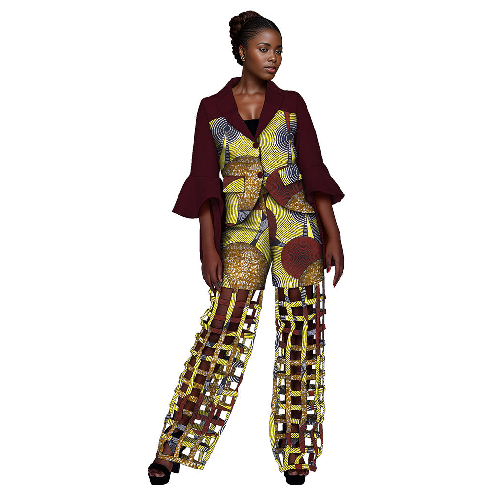 African Women Suits Print Blazer and Pants Sets African Traditional Dashiki 2 Pieces Pants Sets WY9869