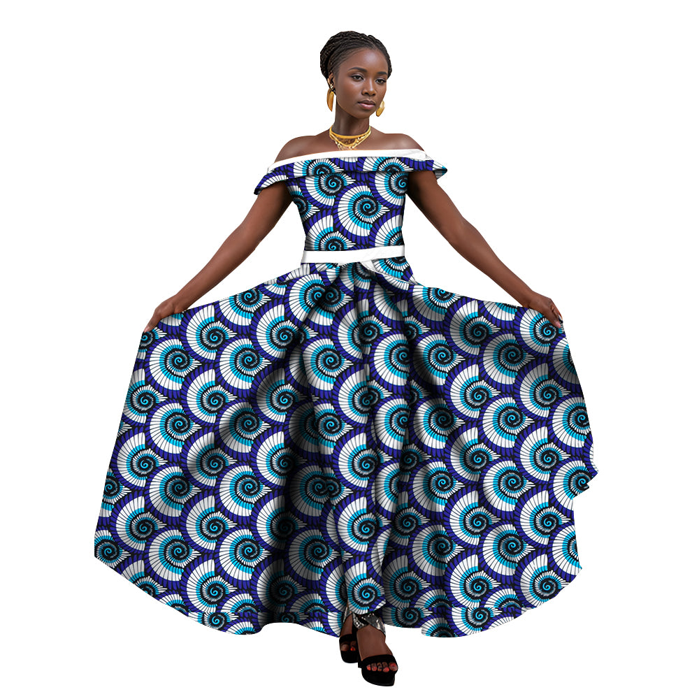 African Women Pants Set Off The Shoulder Sleeveless Top Stylish Overalls WY6184
