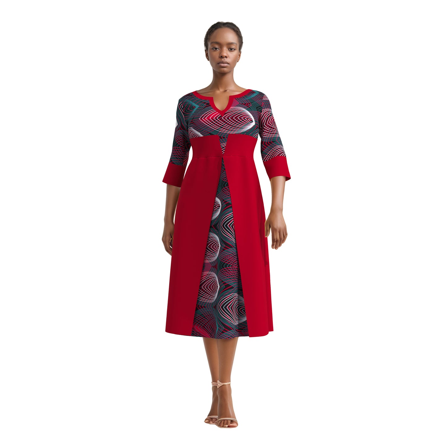 European, American and African women's clothing half sleeves, mid size slim fit dress, elegant style women's dress wy11037