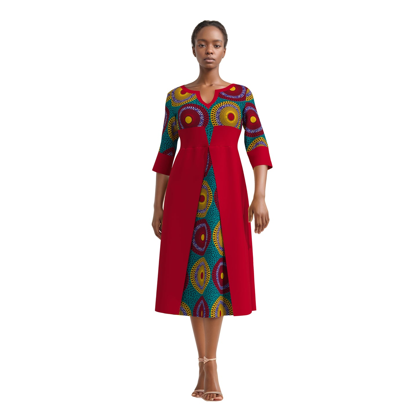 European, American and African women's clothing half sleeves, mid size slim fit dress, elegant style women's dress wy11037