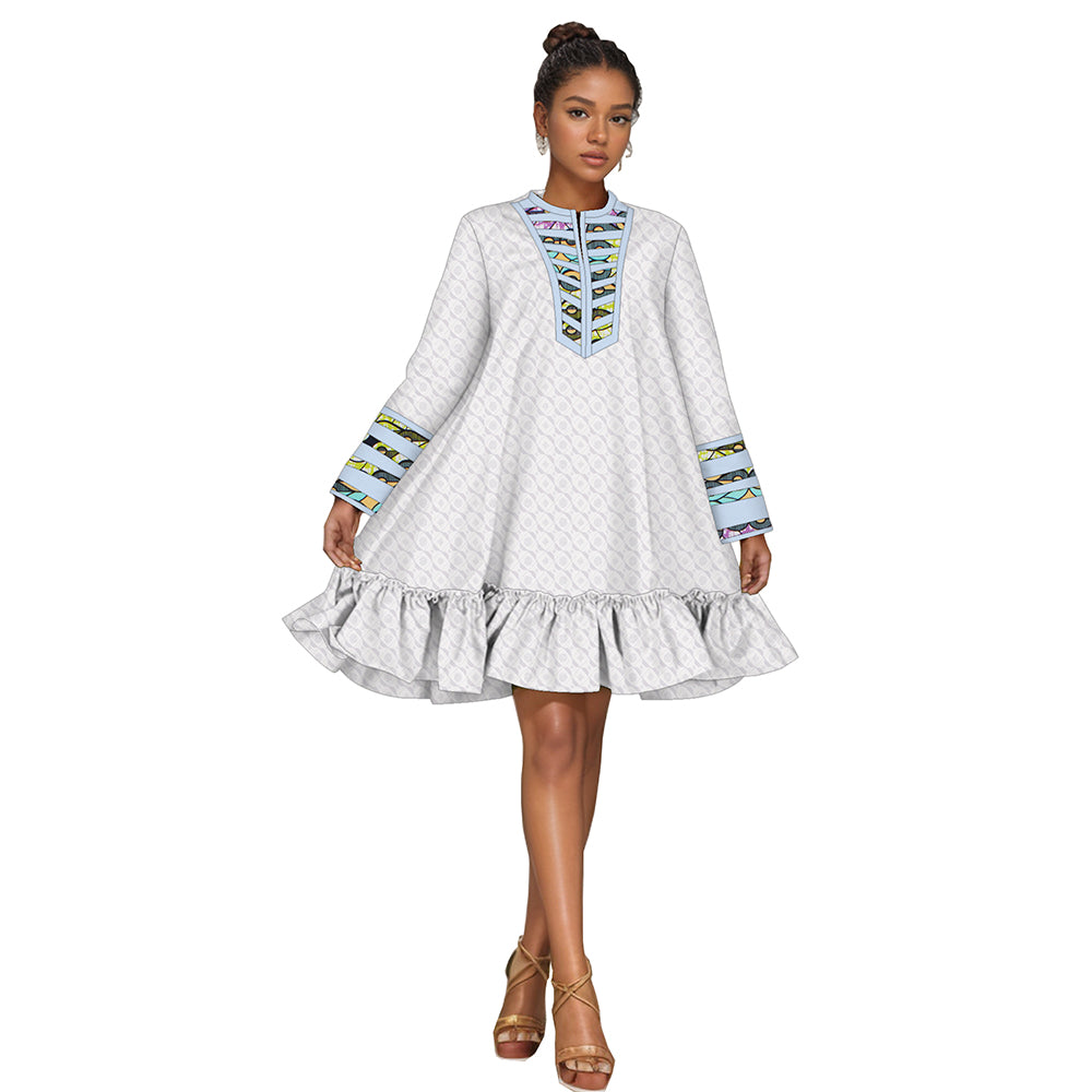 African Dresses for Women Summer Dashiki Mini Fragrant Jacquard Traditional Dress WY2153