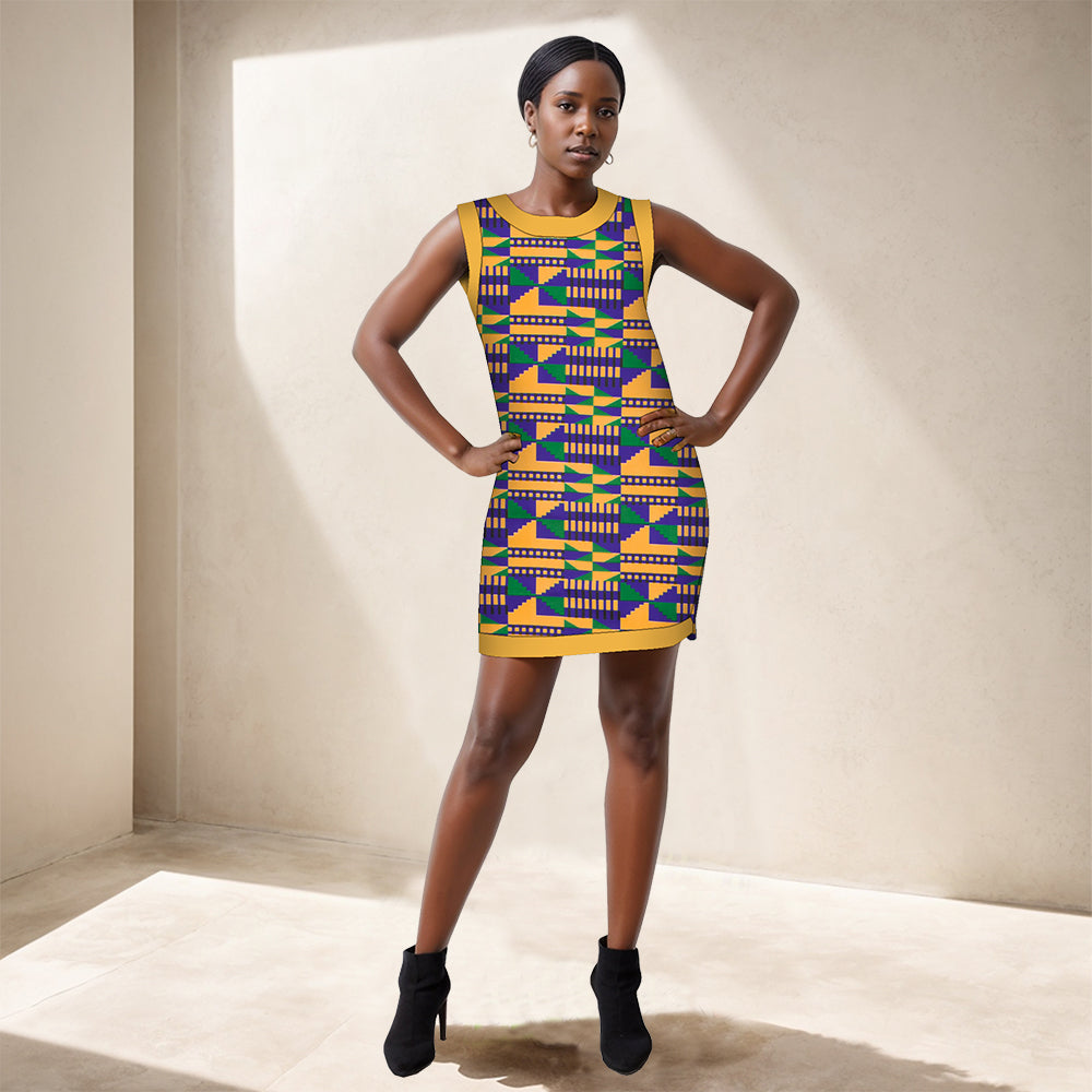 African women Ankara dress sleeveless short party dress WY452