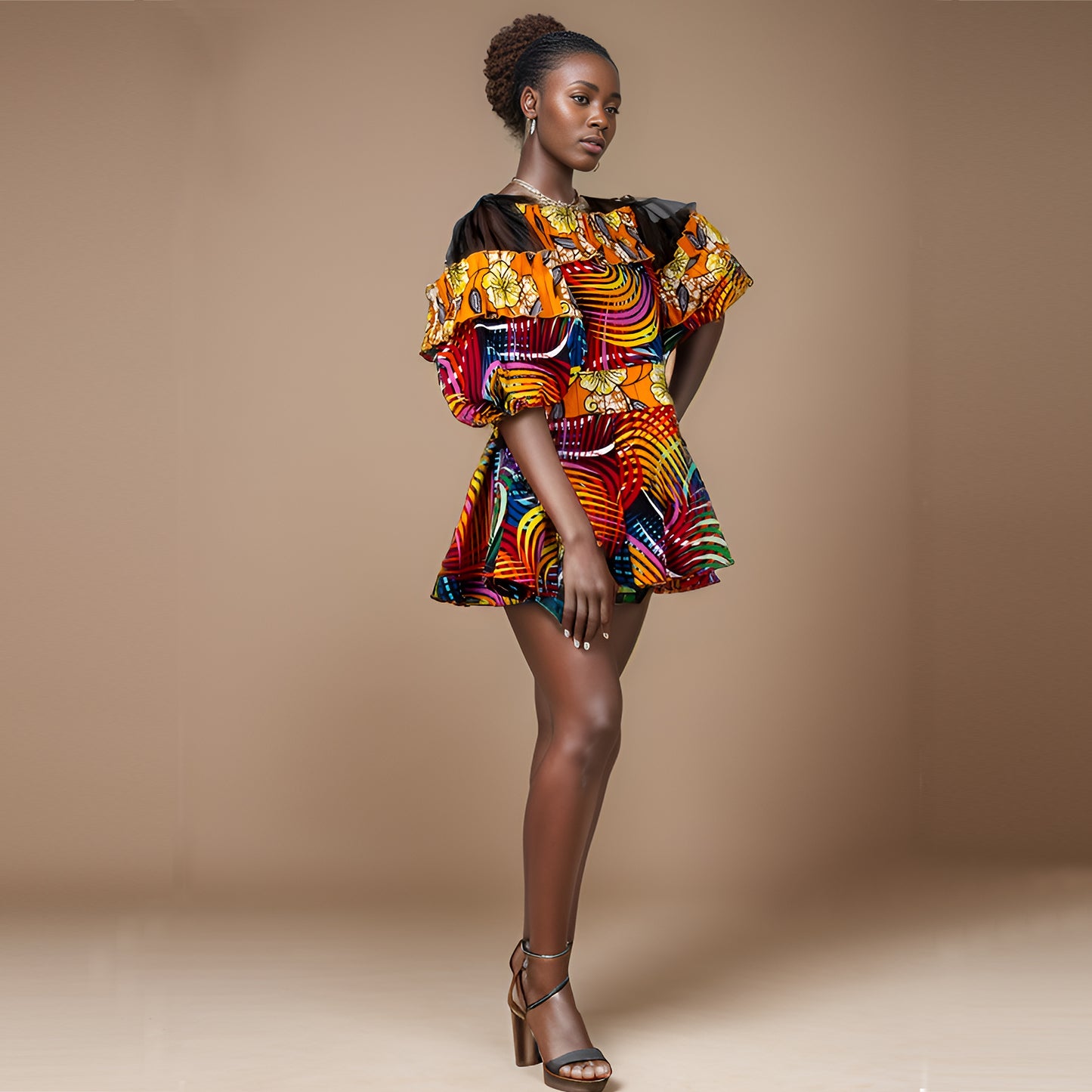 African patchwork print dress WY1205