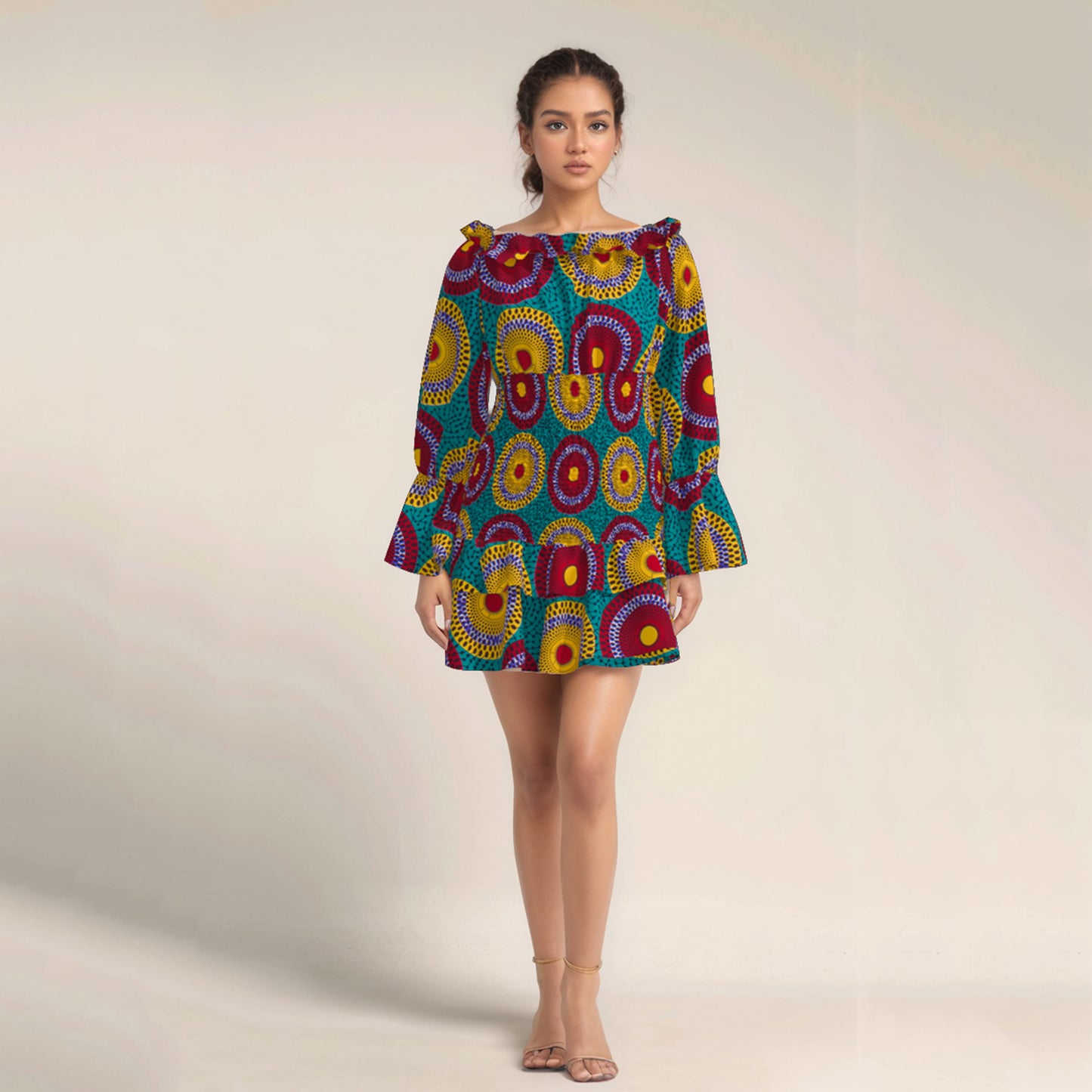 European, American and African women's clothing quality dress full sleeve short dress, elegant style,round neck women's dress WY10863