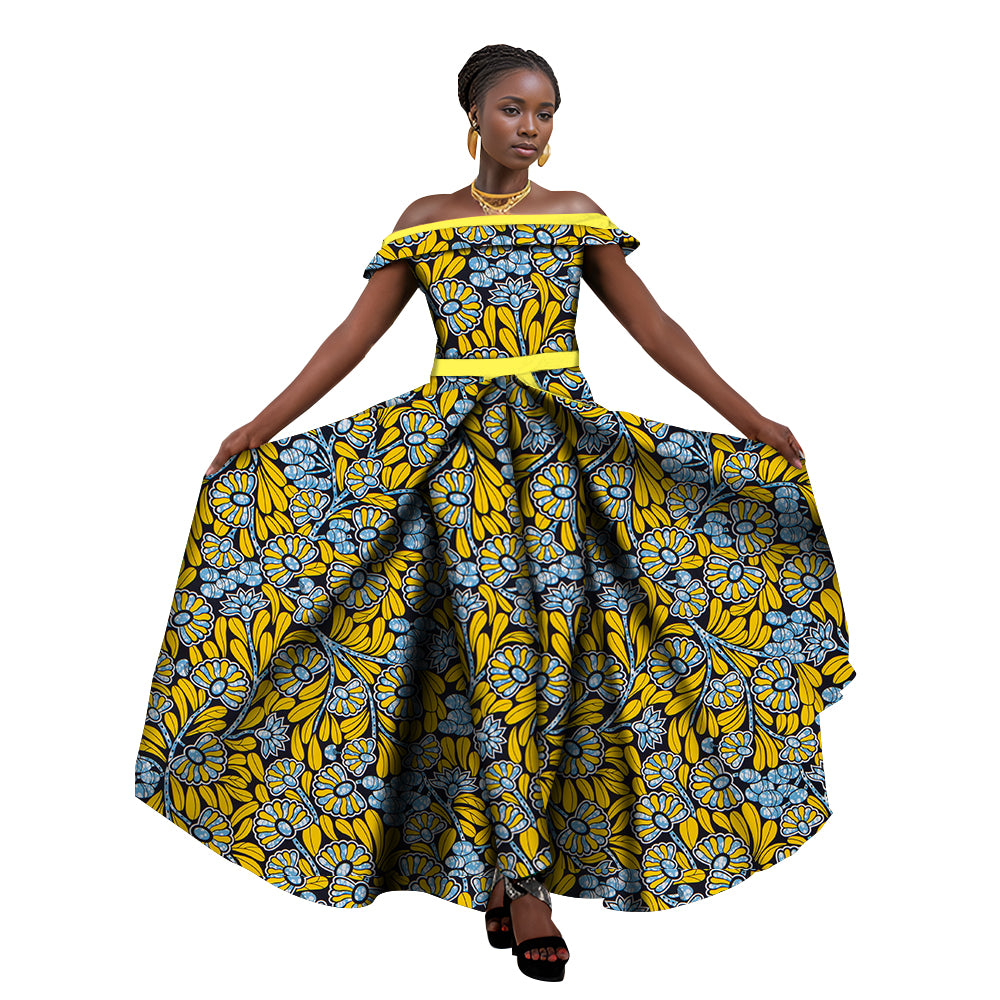 African Women Pants Set Off The Shoulder Sleeveless Top Stylish Overalls WY6184
