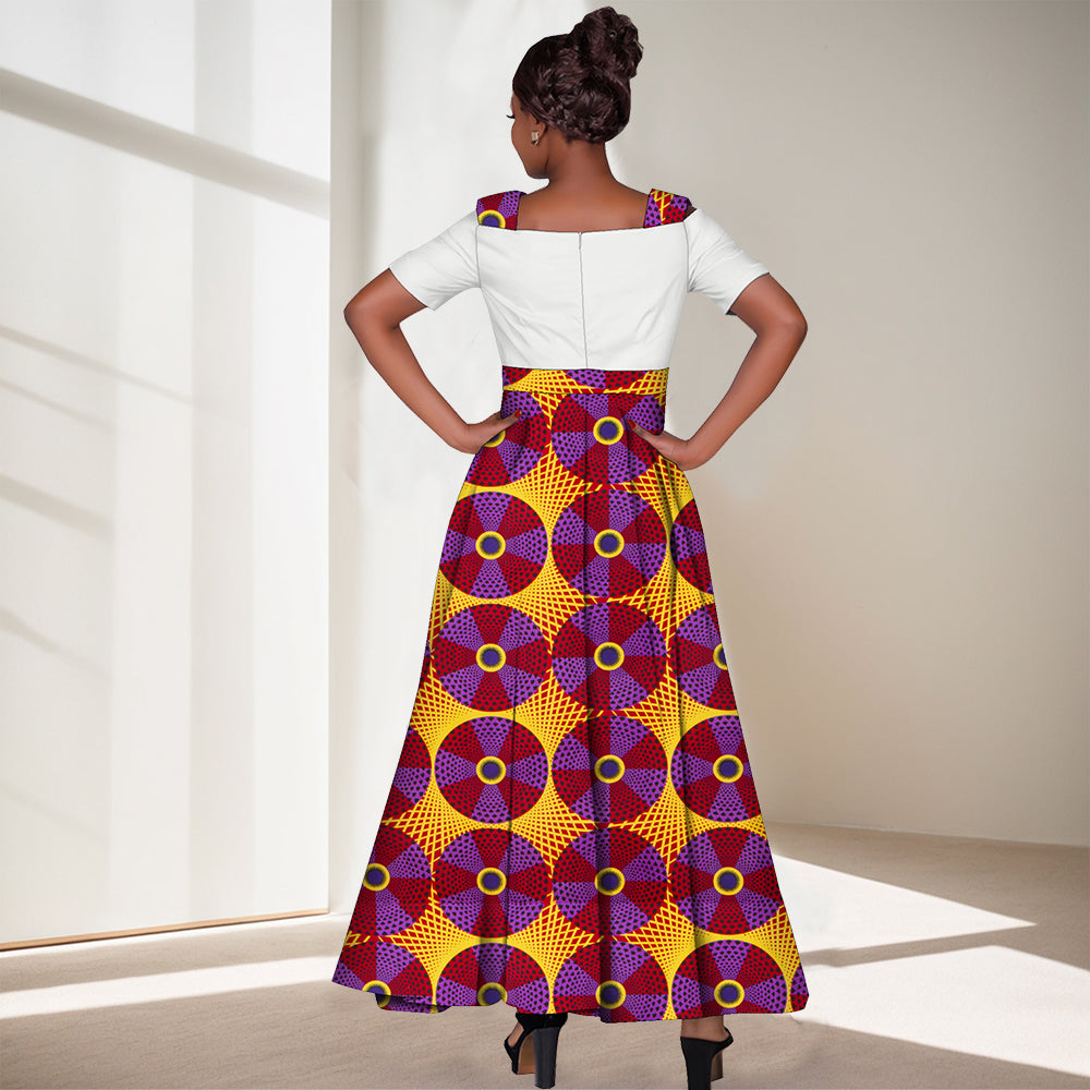 African Women Half Sleeve Dress Wedding Maxi Dress Ankara Attire Party Outfit WY3853