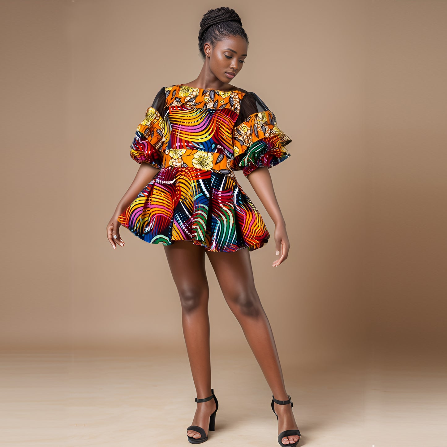 African patchwork print dress WY1205