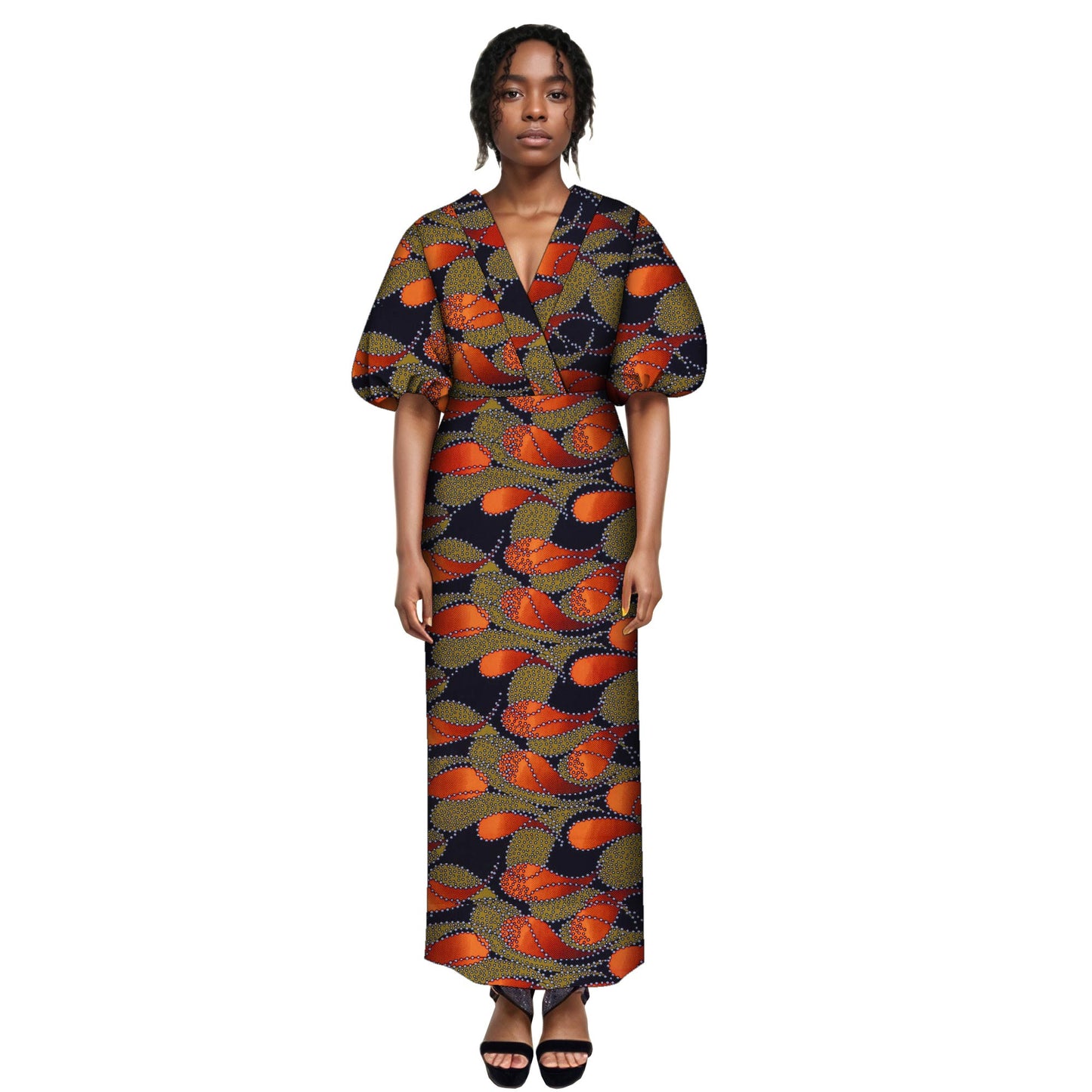 African fashion women's long sleeved sweet style women's lantern sleeves elegant style women's long dress wy10347