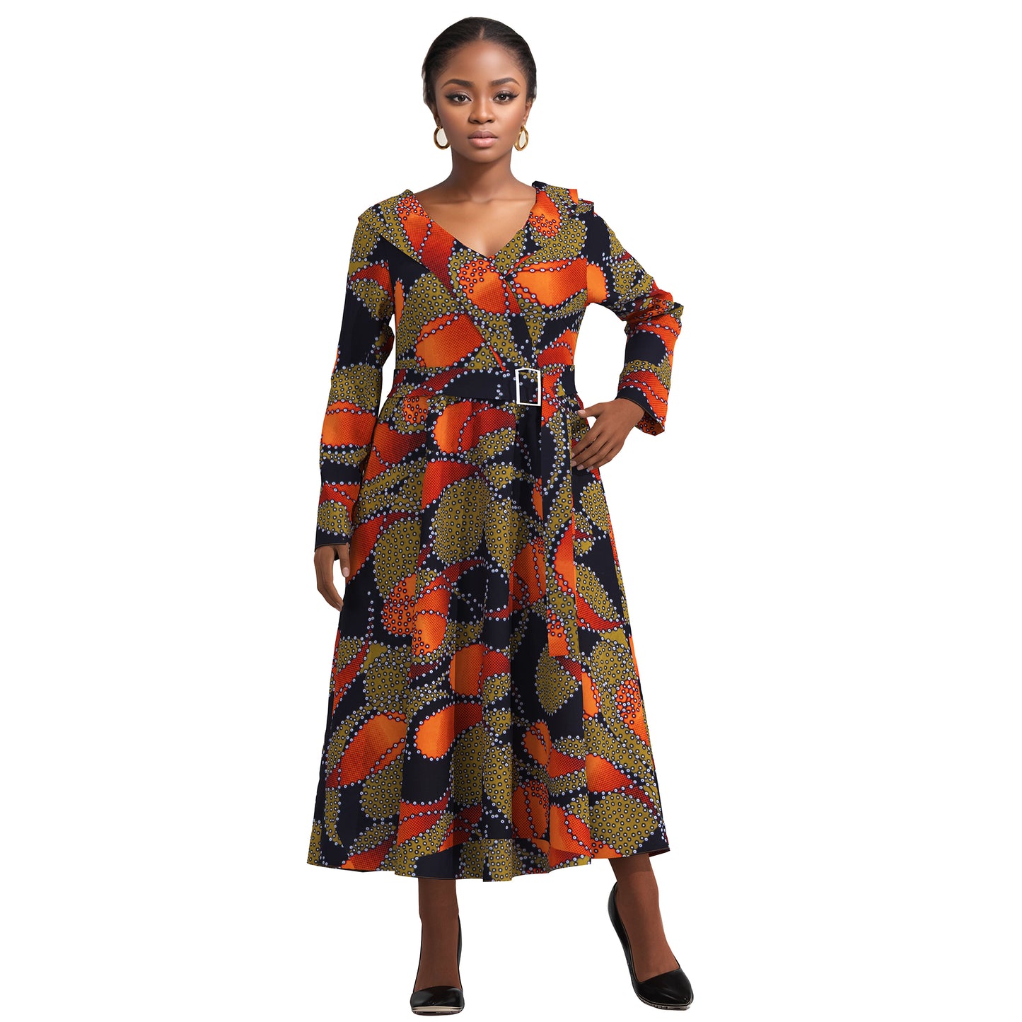 African fashion women's long sleeved sweet style lapel skirt with lace up elegant style women's and ankle long skirt wy10891