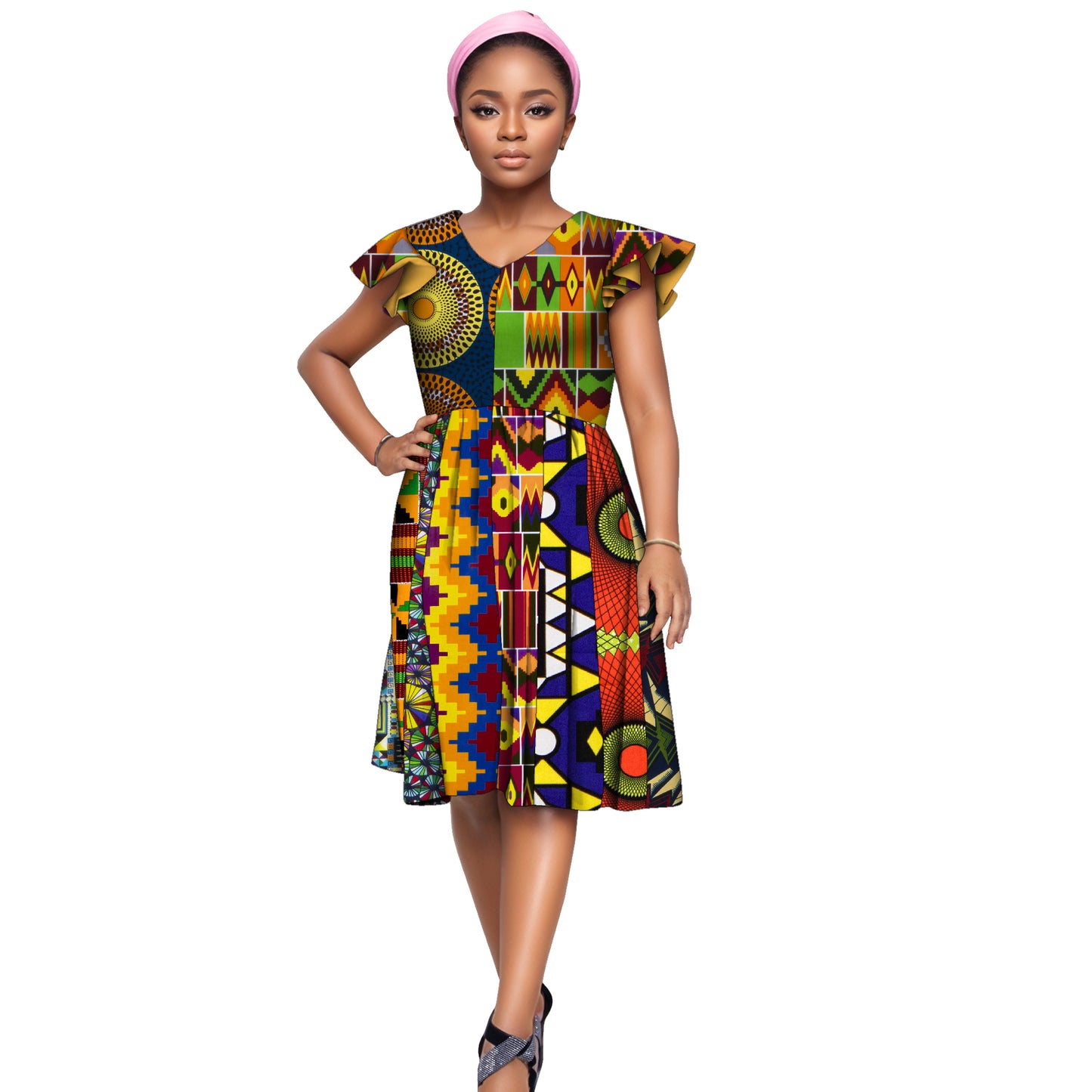 WholeSale Africa Dress for Women African Wax Print Dresses Dashiki Plus Size Africa Style Clothing for Women Office Dress wy228