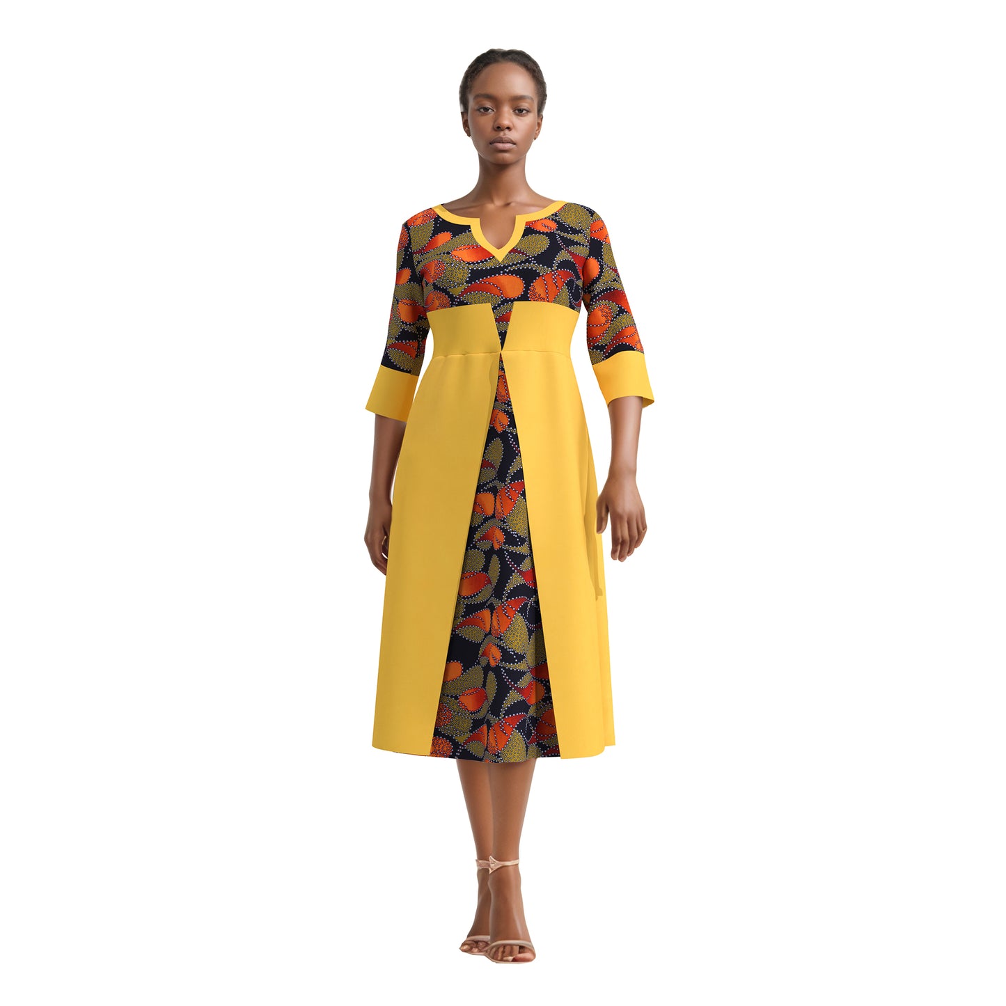 European, American and African women's clothing half sleeves, mid size slim fit dress, elegant style women's dress wy11037