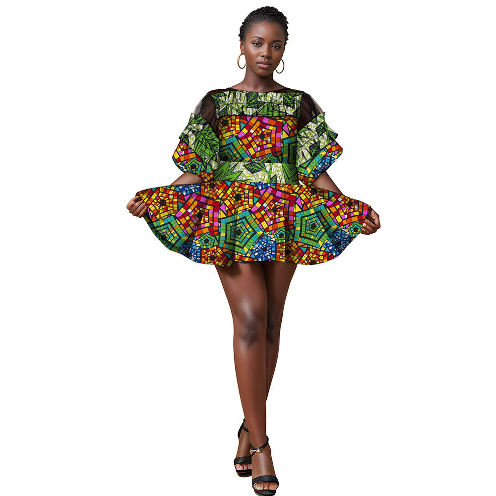 African patchwork print dress WY1205