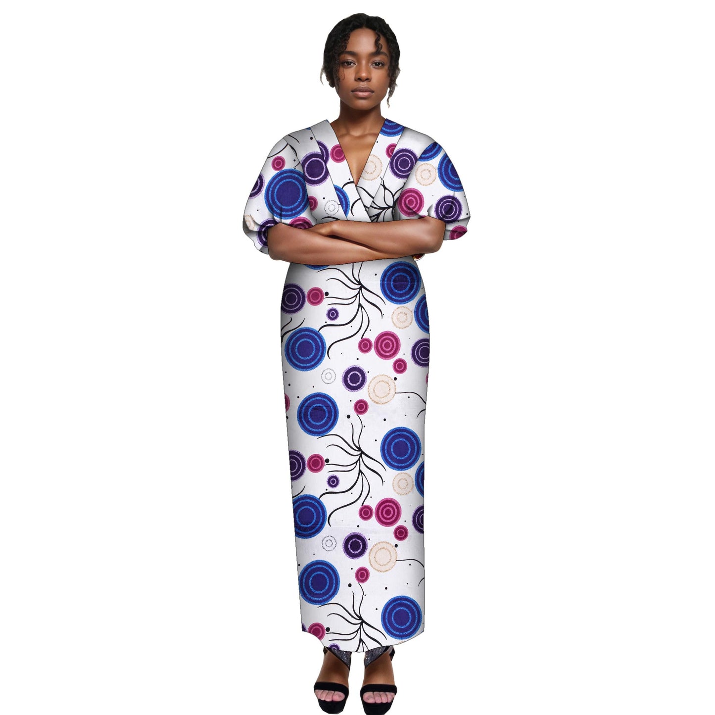 African fashion women's long sleeved sweet style women's lantern sleeves elegant style women's long dress wy10347