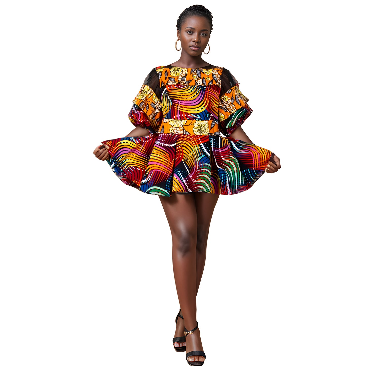 African patchwork print dress WY1205