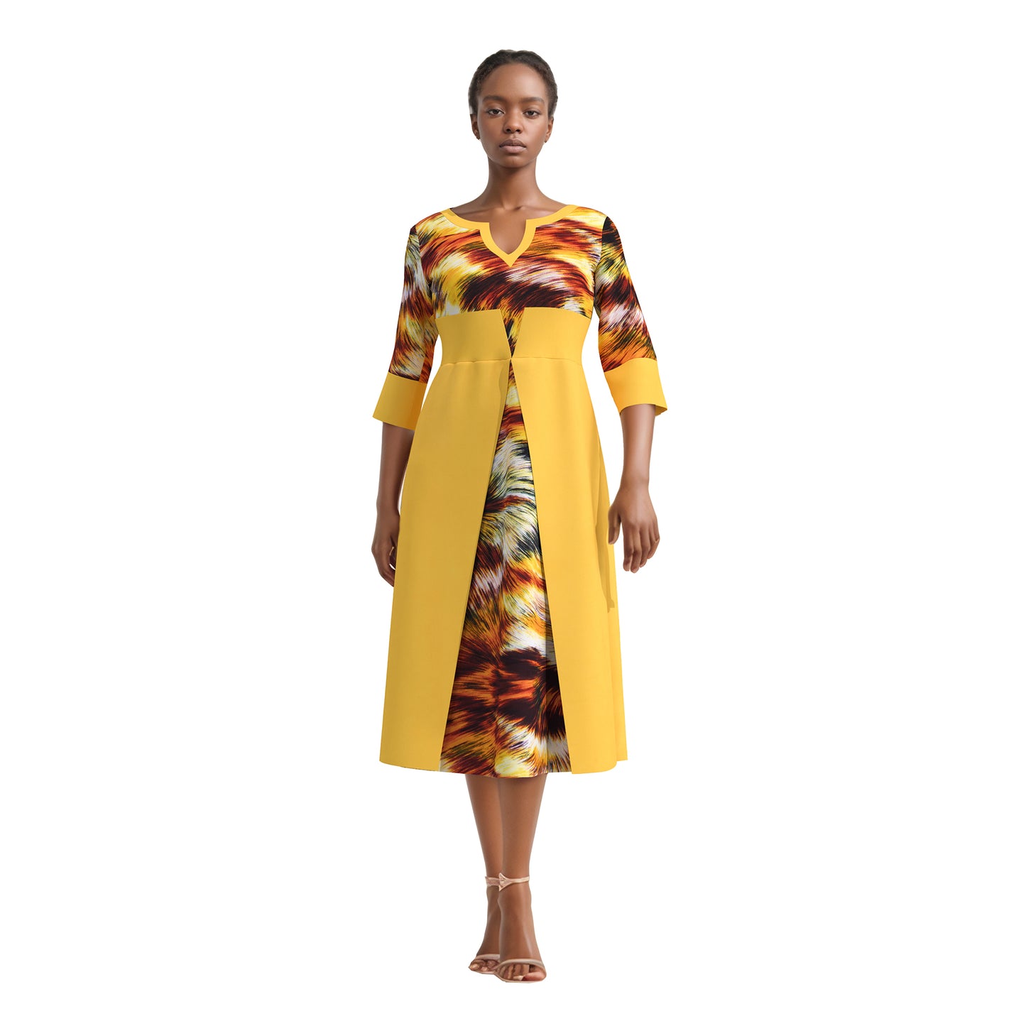 European, American and African women's clothing half sleeves, mid size slim fit dress, elegant style women's dress wy11037