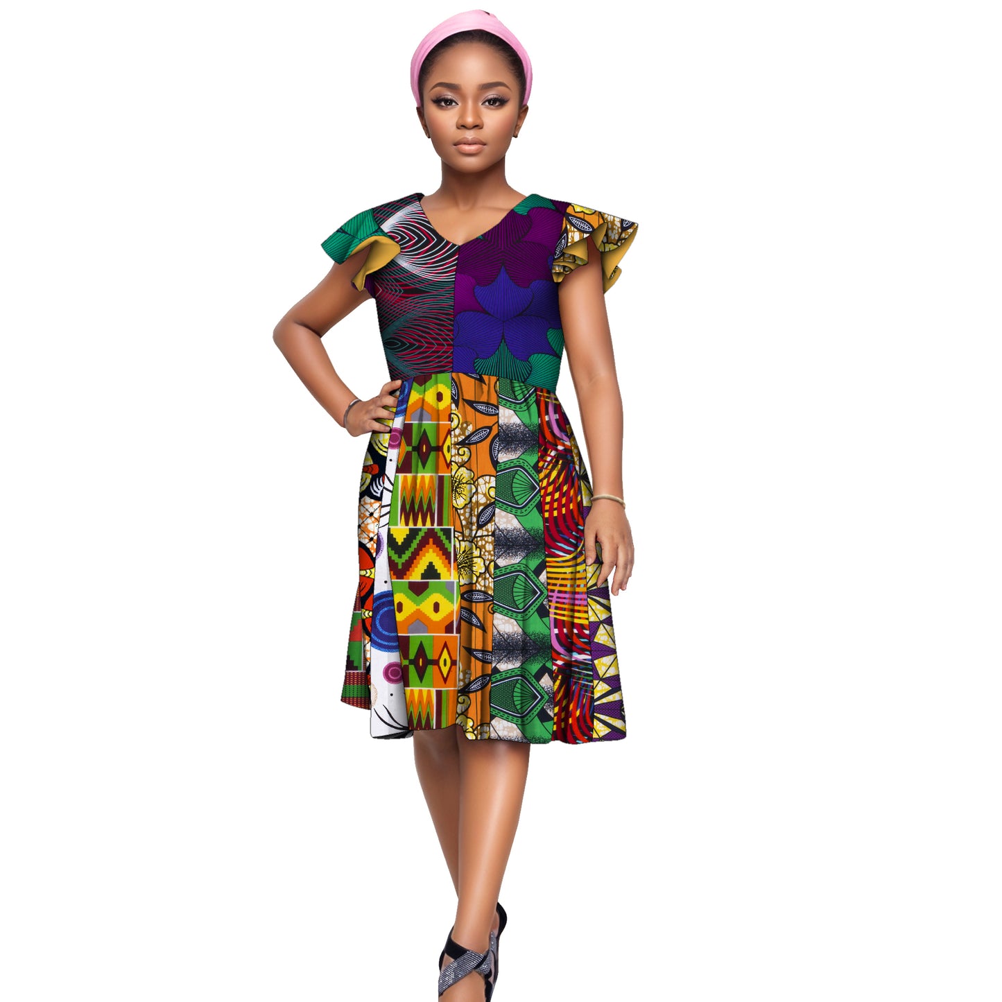WholeSale Africa Dress for Women African Wax Print Dresses Dashiki Plus Size Africa Style Clothing for Women Office Dress wy228