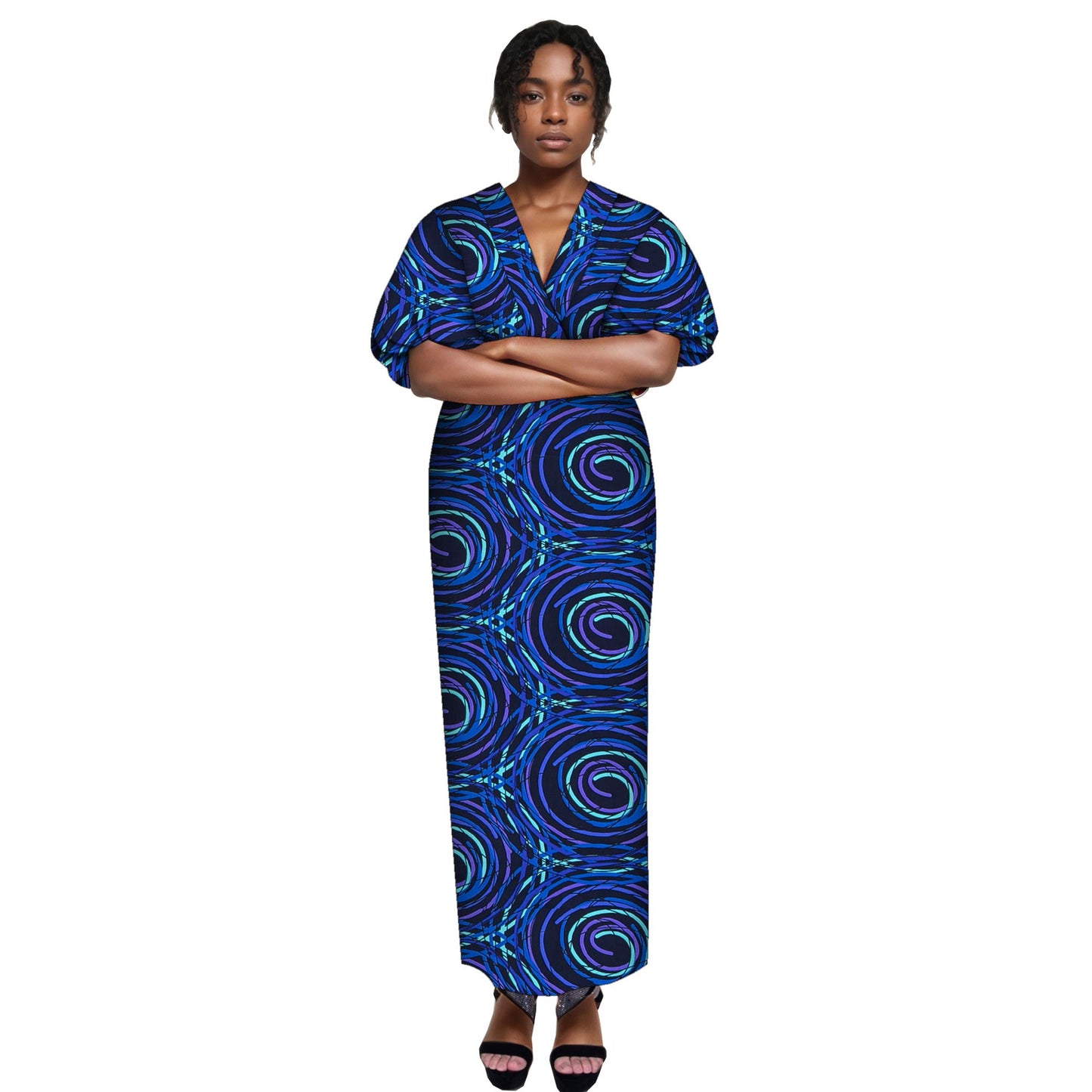 African fashion women's long sleeved sweet style women's lantern sleeves elegant style women's long dress wy10347