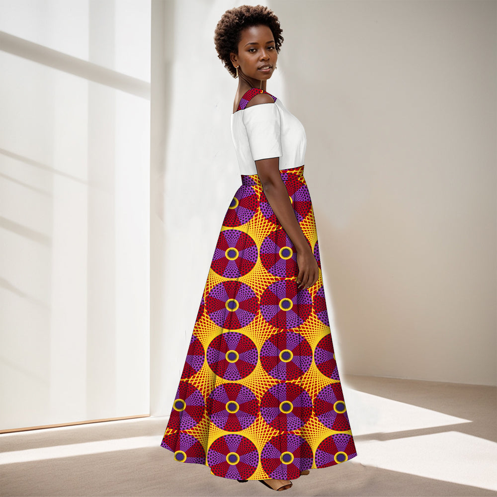African Women Half Sleeve Dress Wedding Maxi Dress Ankara Attire Party Outfit WY3853
