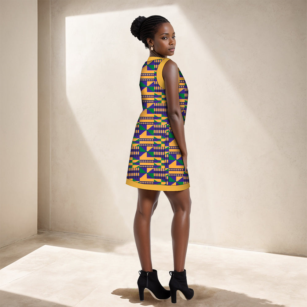 African women Ankara dress sleeveless short party dress WY452