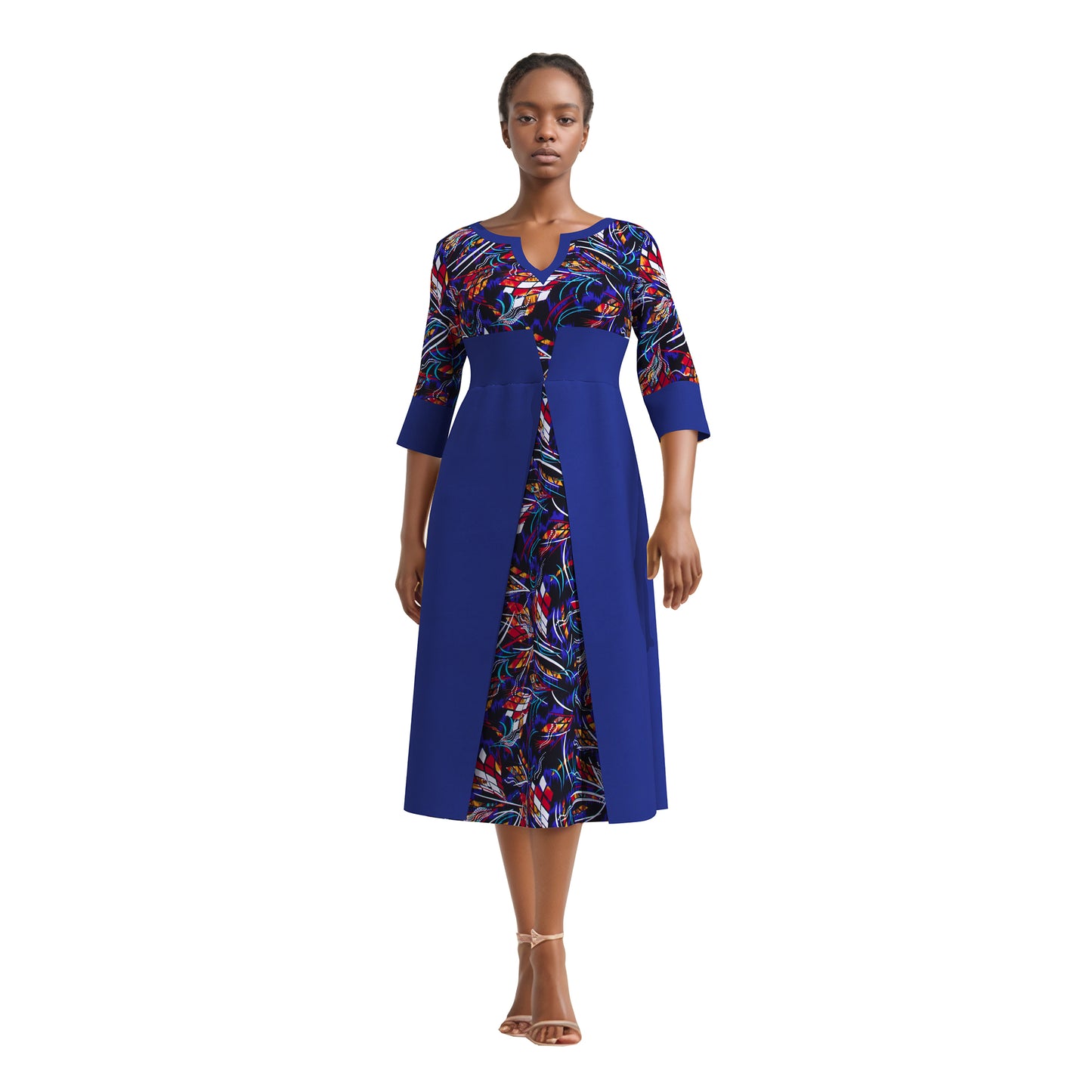 European, American and African women's clothing half sleeves, mid size slim fit dress, elegant style women's dress wy11037