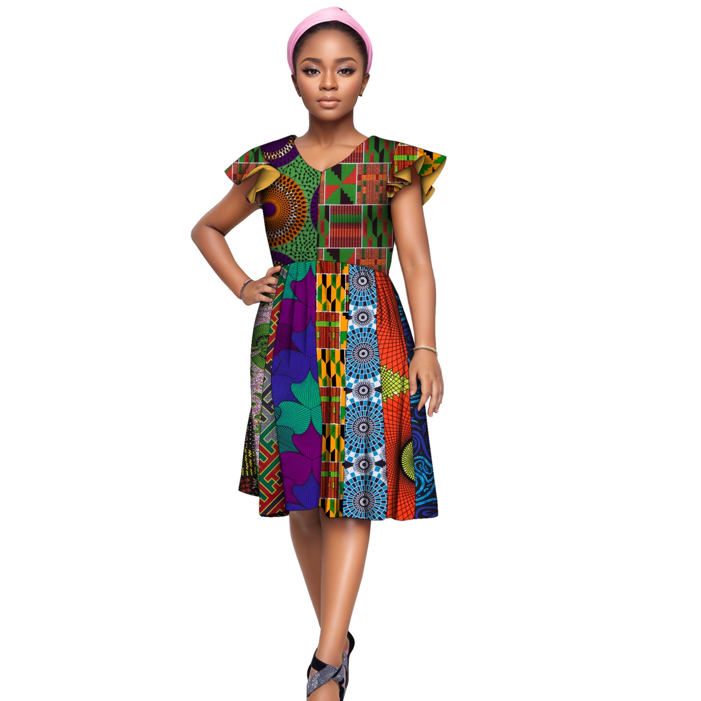 WholeSale Africa Dress for Women African Wax Print Dresses Dashiki Plus Size Africa Style Clothing for Women Office Dress wy228