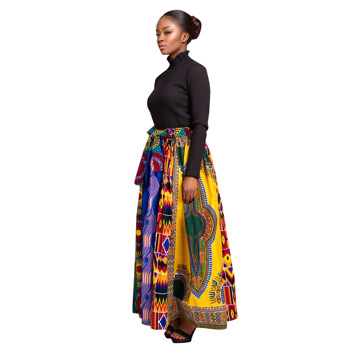 African Fashion Women's Half Skirt, Multiple Fabric Splicing Women's Long Half Skirt wy10921