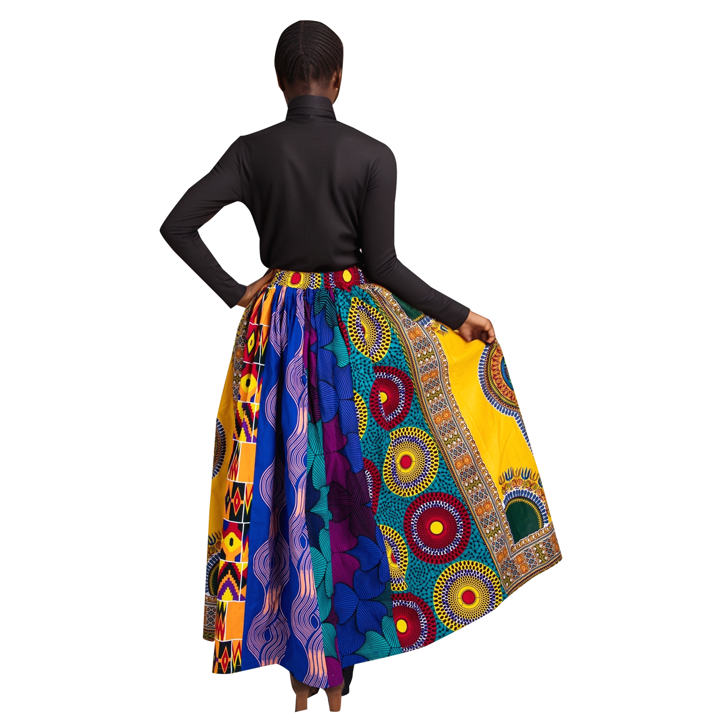 African Fashion Women's Half Skirt, Multiple Fabric Splicing Women's Long Half Skirt wy10921