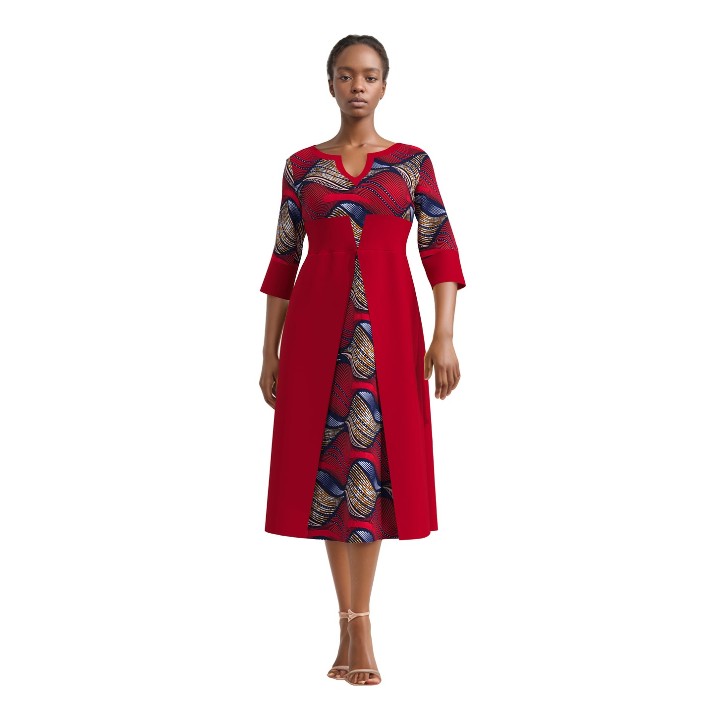 European, American and African women's clothing half sleeves, mid size slim fit dress, elegant style women's dress wy11037
