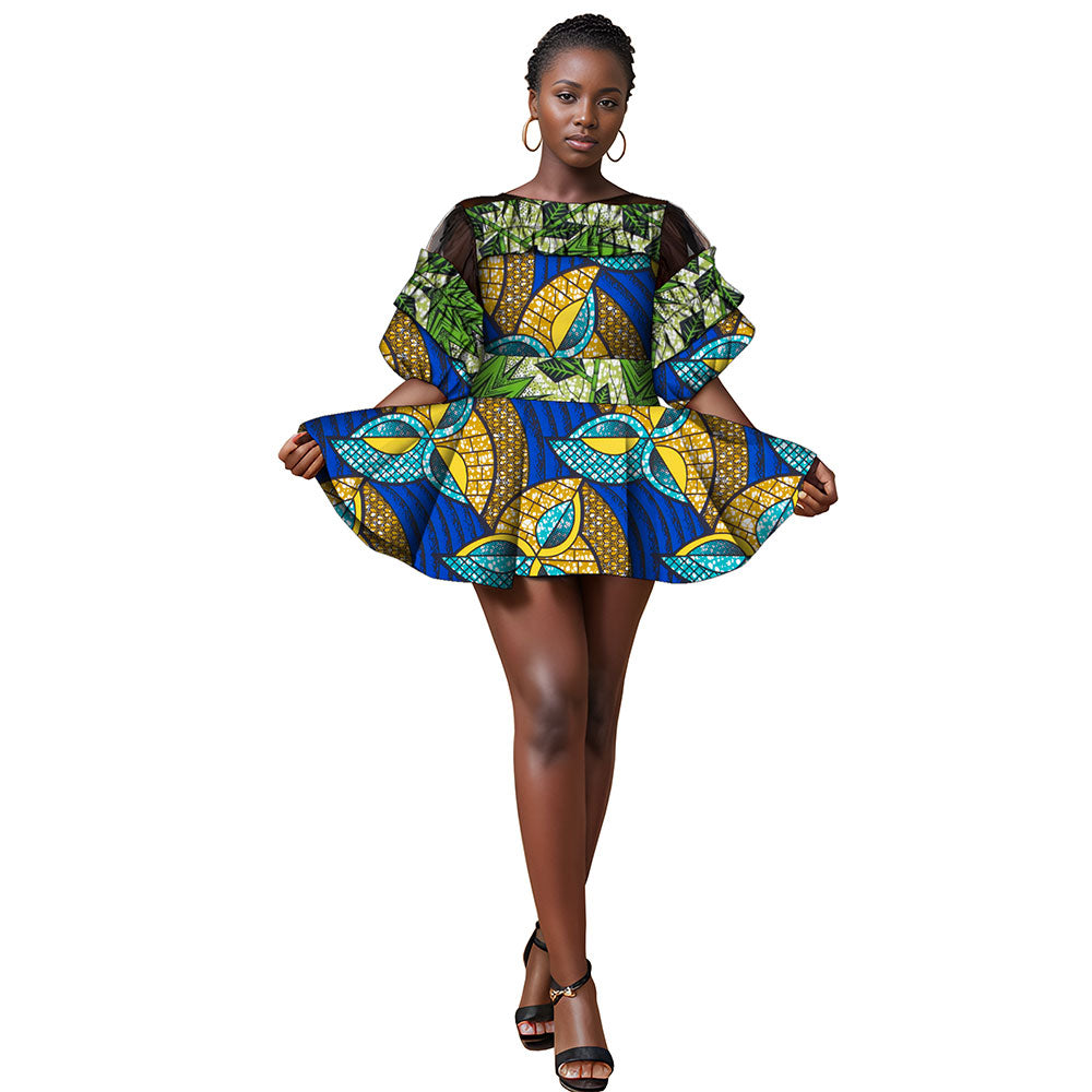 African patchwork print dress WY1205