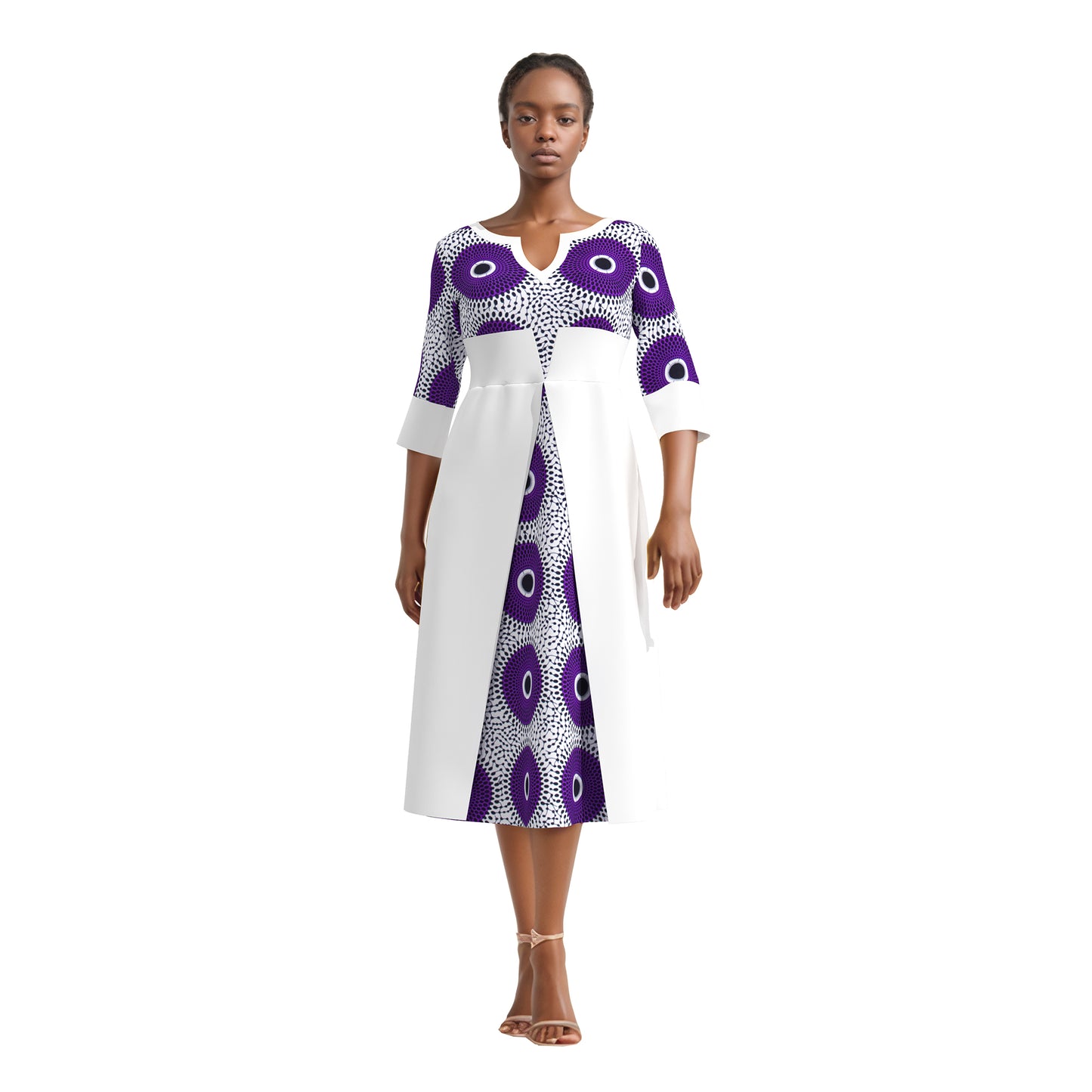 European, American and African women's clothing half sleeves, mid size slim fit dress, elegant style women's dress wy11037