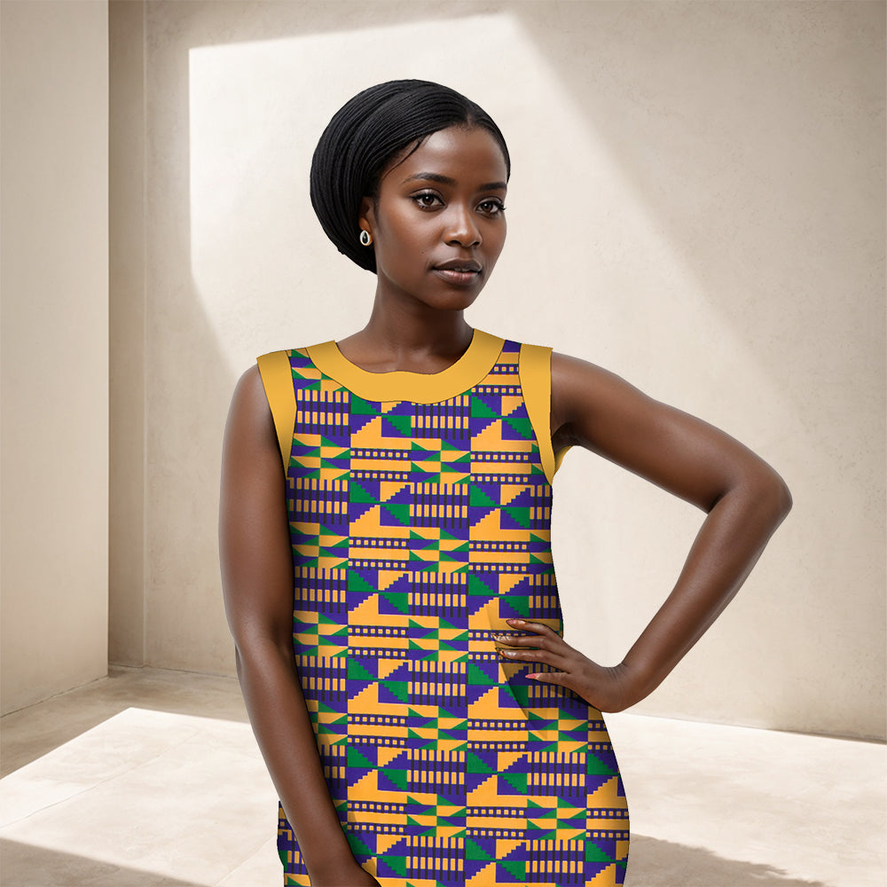 African women Ankara dress sleeveless short party dress WY452
