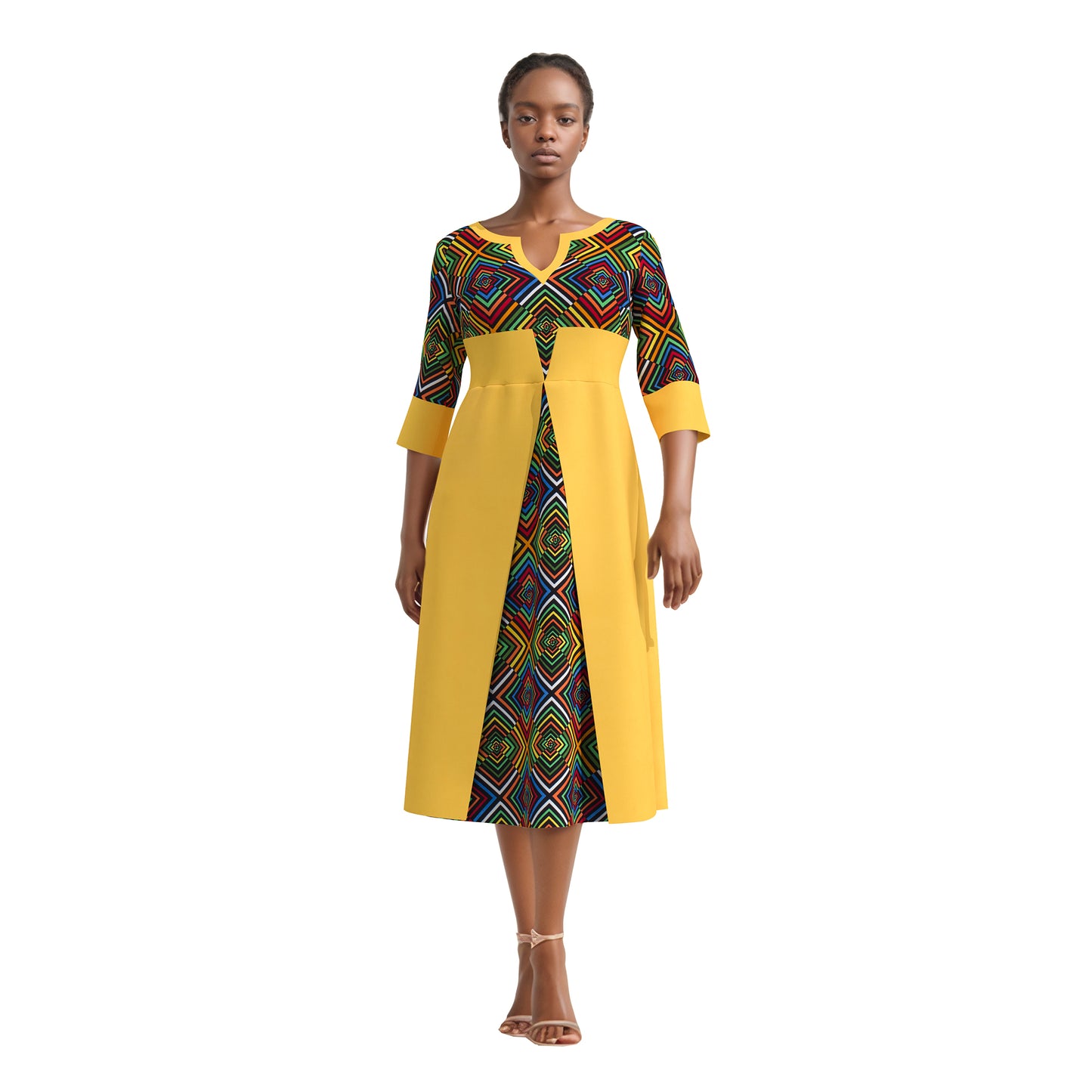 European, American and African women's clothing half sleeves, mid size slim fit dress, elegant style women's dress wy11037