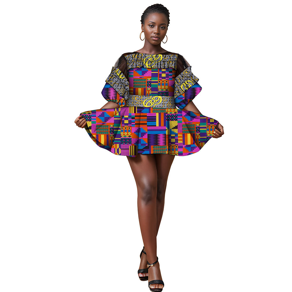 African patchwork print dress WY1205