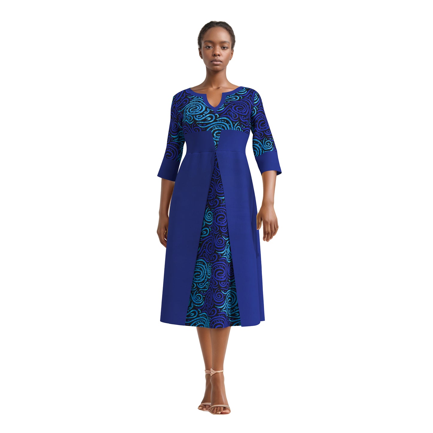 European, American and African women's clothing half sleeves, mid size slim fit dress, elegant style women's dress wy11037