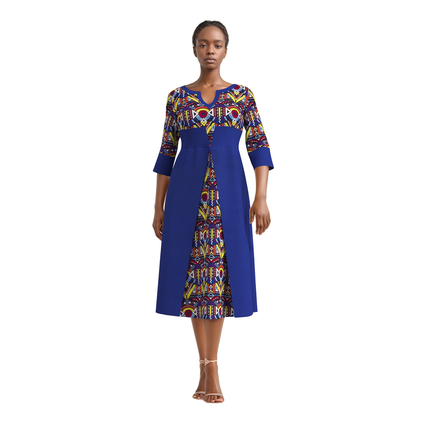 European, American and African women's clothing half sleeves, mid size slim fit dress, elegant style women's dress wy11037
