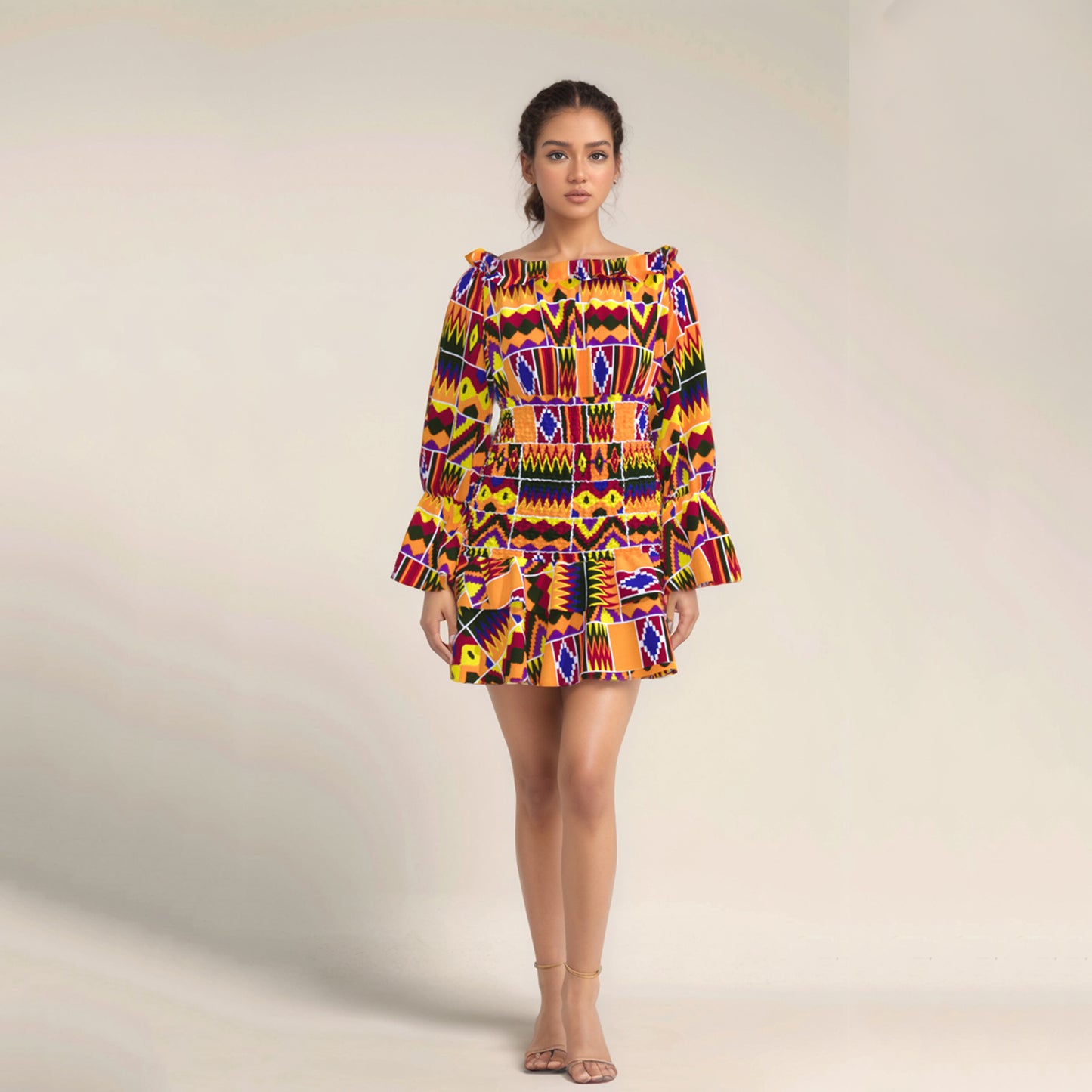 European, American and African women's clothing quality dress full sleeve short dress, elegant style,round neck women's dress WY10863