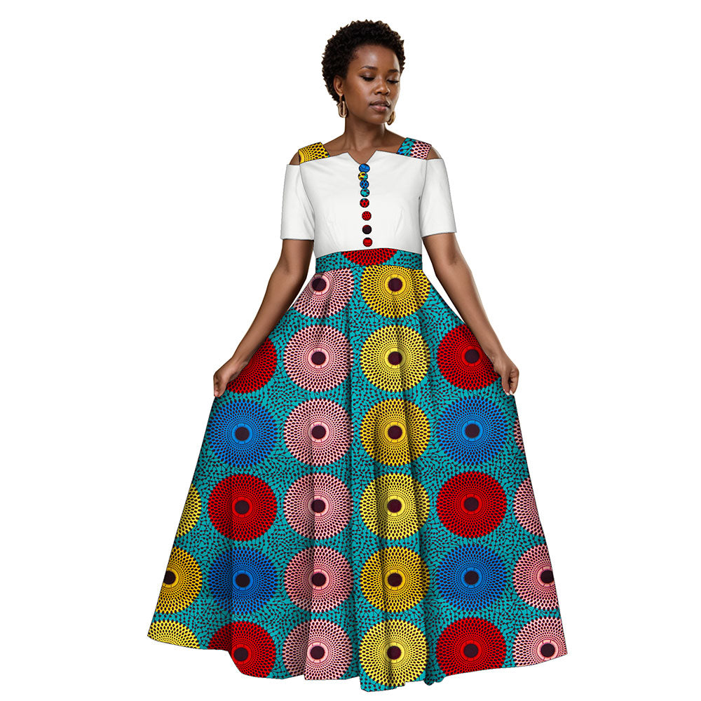 African Women Half Sleeve Dress Wedding Maxi Dress Ankara Attire Party Outfit WY3853
