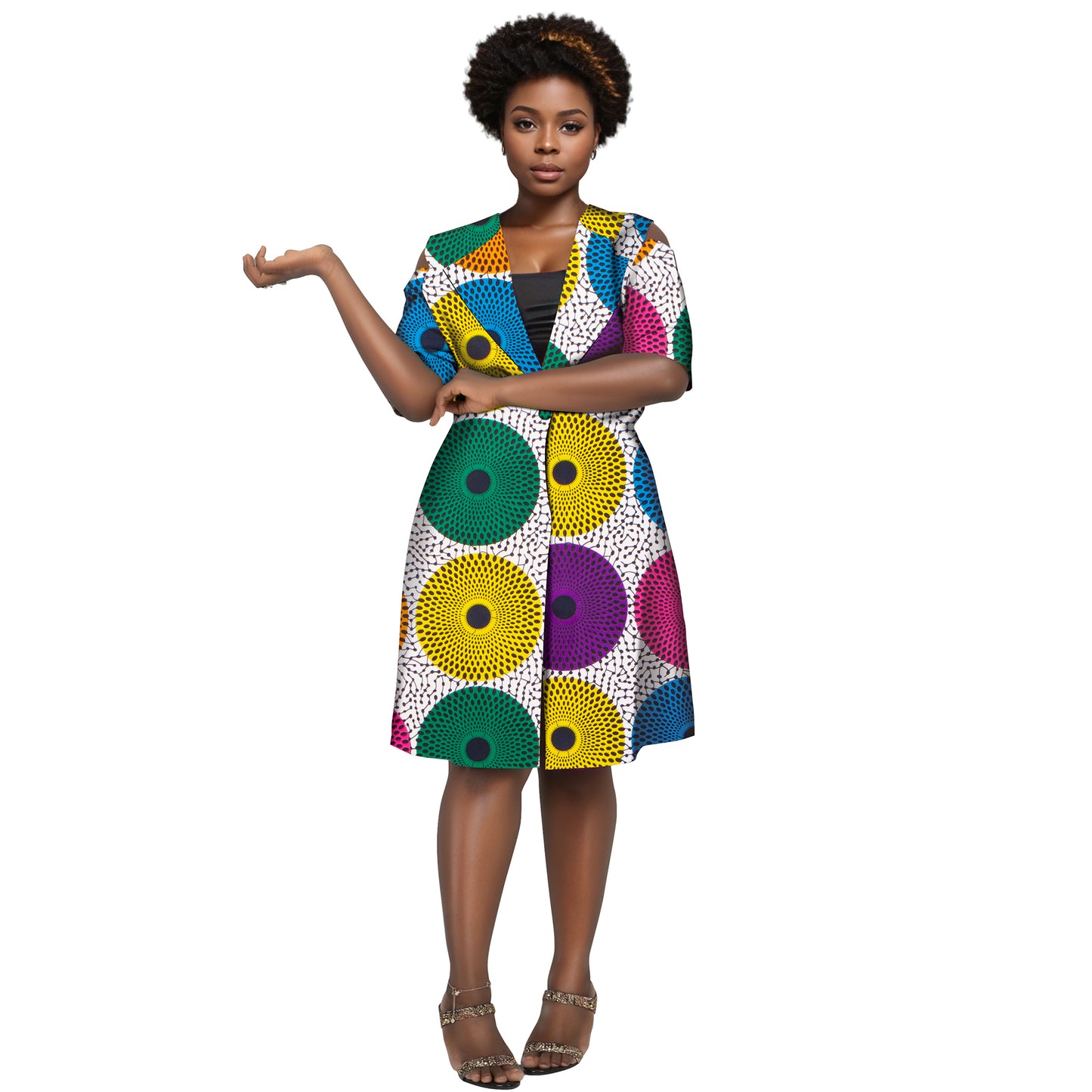 african style dress turn down collar short sleeve clothes Single button fashion dresses wy10358