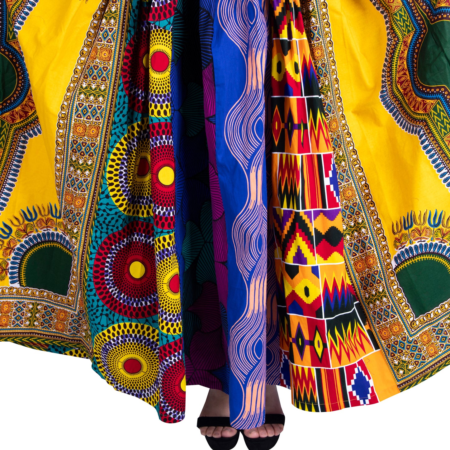 African Fashion Women's Half Skirt, Multiple Fabric Splicing Women's Long Half Skirt wy10921
