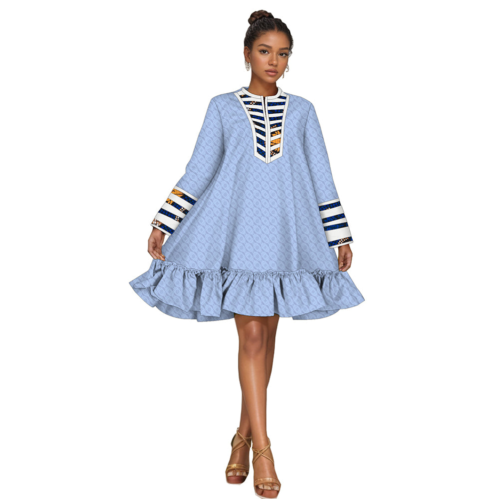 African Dresses for Women Summer Dashiki Mini Fragrant Jacquard Traditional Dress WY2153