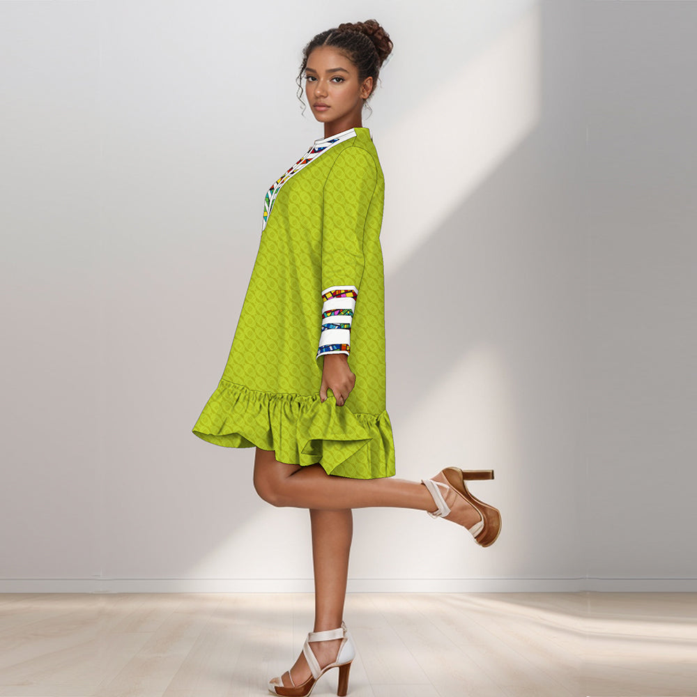 African Dresses for Women Summer Dashiki Mini Fragrant Jacquard Traditional Dress WY2153