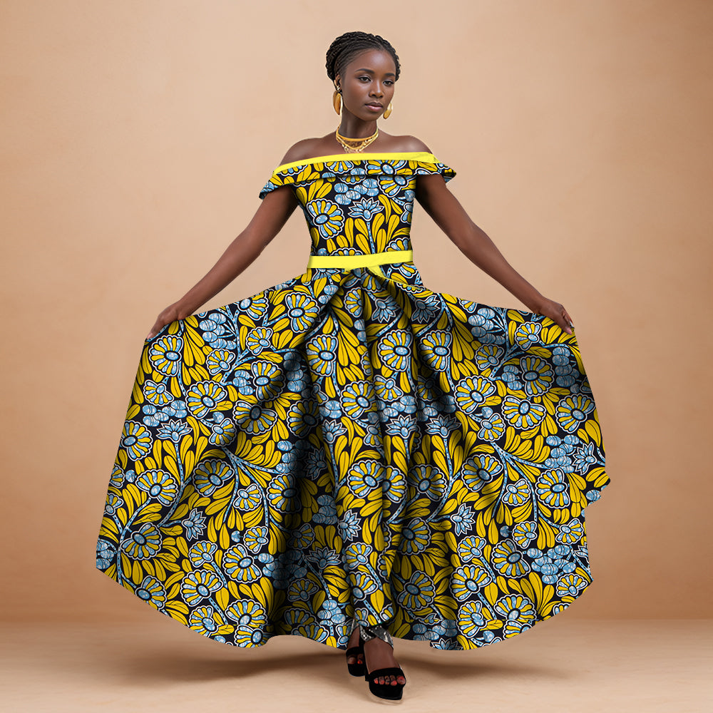 African Women Pants Set Off The Shoulder Sleeveless Top Stylish Overalls WY6184