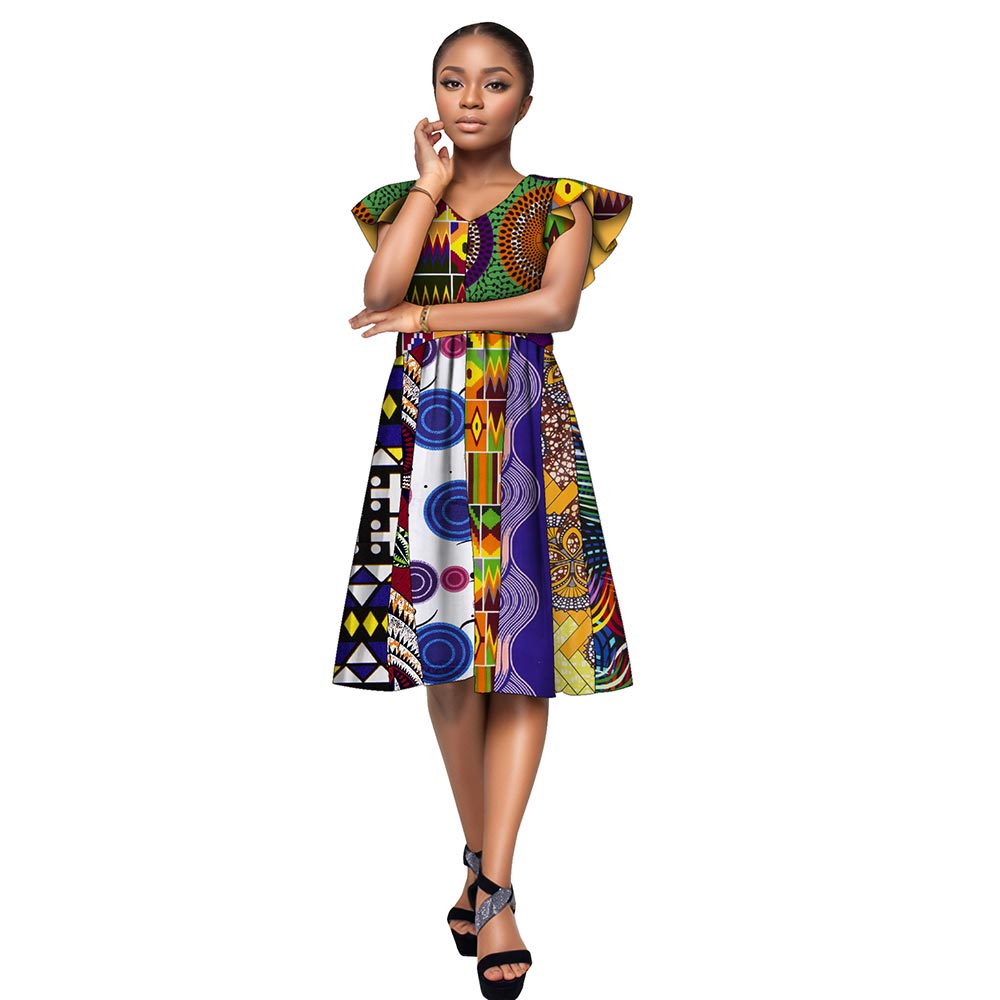 WholeSale Africa Dress for Women African Wax Print Dresses Dashiki Plus Size Africa Style Clothing for Women Office Dress wy228
