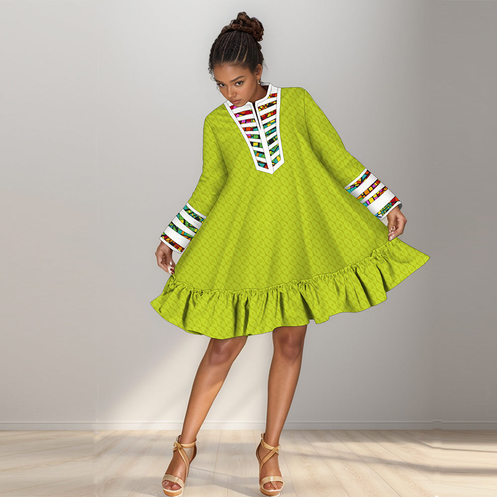 African Dresses for Women Summer Dashiki Mini Fragrant Jacquard Traditional Dress WY2153
