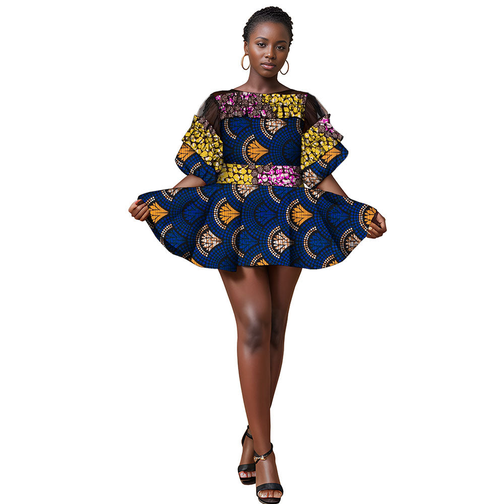 African patchwork print dress WY1205