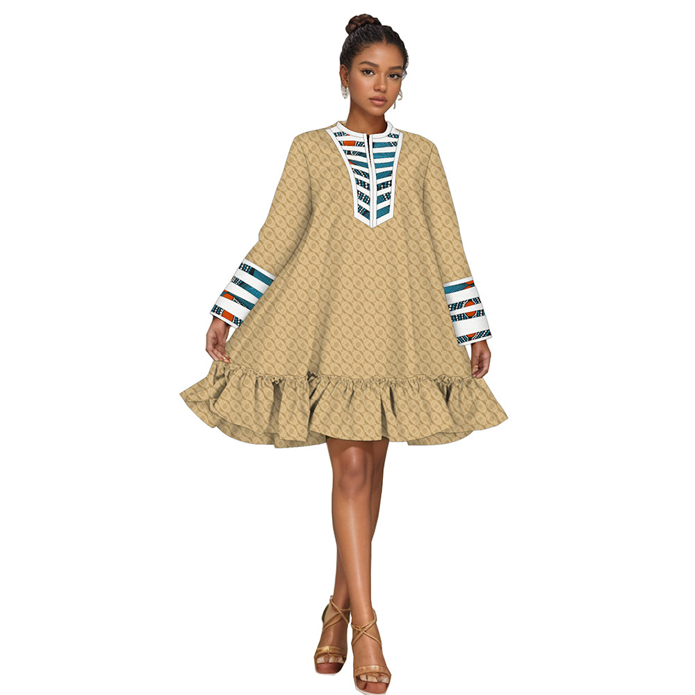 African Dresses for Women Summer Dashiki Mini Fragrant Jacquard Traditional Dress WY2153