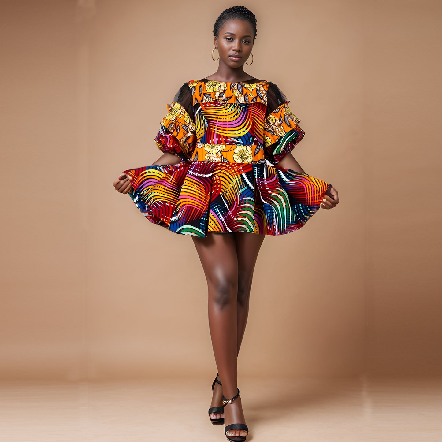 African patchwork print dress WY1205