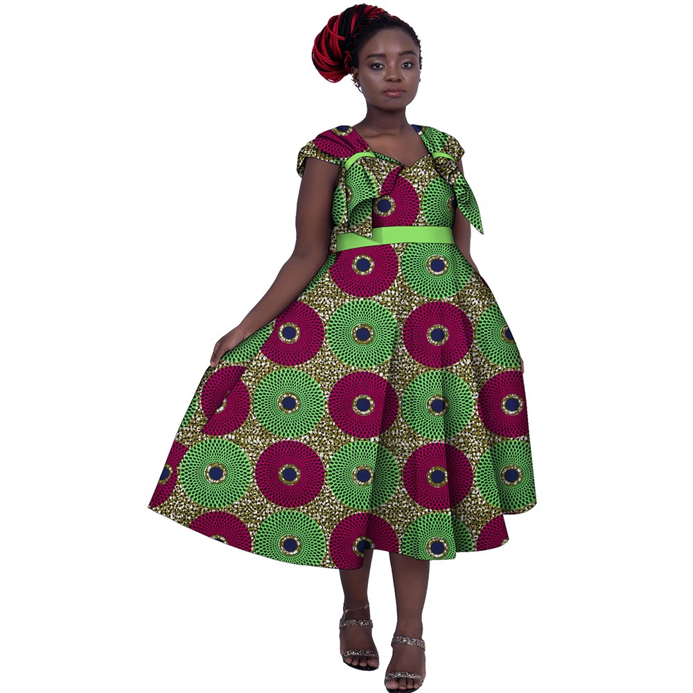 WholeSale Africa Dress for Women African Wax Print Dresses Dashiki Plus Size Africa Style Clothing for Women Office Dress wy5656